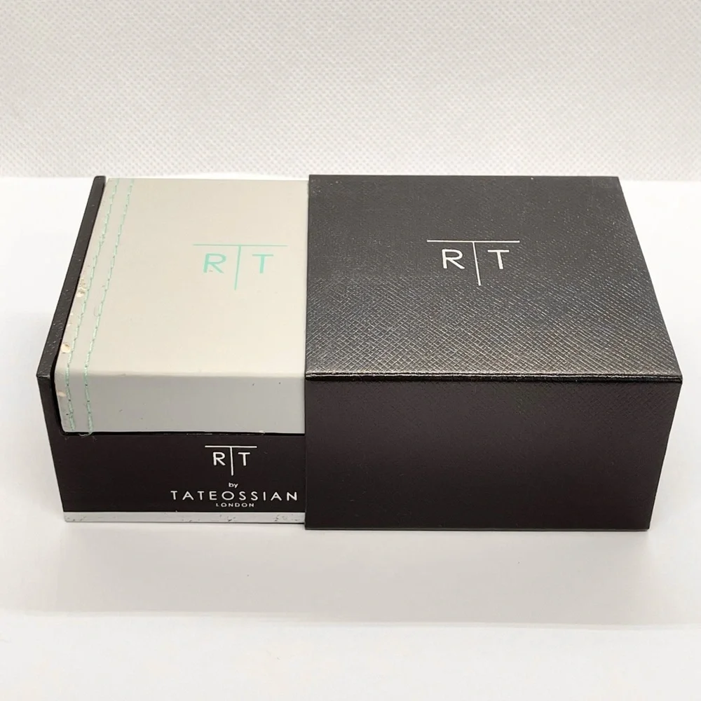 R|T by Robert Tateossian London Swarovski Blue Crystal Cufflinks Rhodium w Box